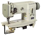 Reliable 1-Needle, Compound Feed Sewing Machine with Drop In Hook, Safety Clutch, and Stand