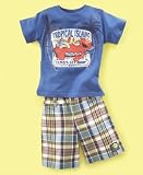 Sesame Street Baby Boy Plaid Shorts Set