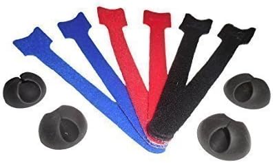 Cable Organizer System - Hook and Loop, Cable Clips Manage Wires &amp; Cords from Computers Stereos Cell Phone Charger Tablet Laptop Desktop Entertainment Center, All Electronics