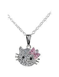 Silver Crystal Pendant Necklaces for Little Girls - Cute Necklaces for Girls Are Very Popular and Come in a Set As Well - Silver Plated with Clear and Pink Rhinestones - Kids Jewelry (Especially Little Girl Jewelry) Is Always a Winner - Great Stocking Stuffer