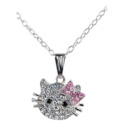 Cheap Girls Jewelry Silver Crystal Pendant Necklaces for Little Girls - Cute Necklaces for Girls Are Very Popular and Come in a Set As Well - Silver Plated with Clear and Pink Rhinestones - Kids Jewelry (Especially Little Girl Jewelry) Is Always a Winner - Great Stocking Stuffer For Sale