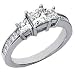 14k White Gold Princess Diamond Ladies Bridal Engagement Ring 3/4 CT (0.75 cttw, G-H Color, SI-I Clarity)