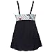 PZZ Geometric Print Plus Size Black Bathing Dress Push Up Swimsuit(FBA)