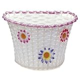 Sunlite Large Front Bicycle Basket 10.75 x 8 x 7.25 White With Flowers