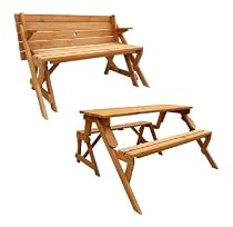Big Sale Leisure Season Folding Picnic Table and Bench, Solid Wood, Decay Resistant