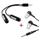 Stereo Headset fuer iPod Nano 2 Black Edidion + 3,5mm Klinkenstecker Audio Adapter mit integrierter Lautstaerkeregelung