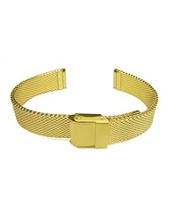 14mm Gold Tone IPG Stainless Steel Wire Mesh Bracelet Watch Band Strap