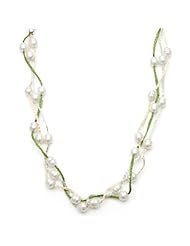 Triple Layered Circle White Freshwater Pearl 16" Necklace with Additional 1.75" Extender