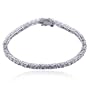 Rhodium Plated Sterling Silver 3mm Cubic Zirconia Bracelet, 7"