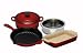 Le Creuset Cast Iron, Steamer and Stoneware Gift Set, 4 Piece, Cerise