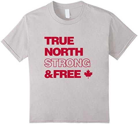 Kids Canada Team 2016 True North Strong and Free T-Shirt 10 Silver