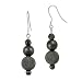 Black Rhodium Plated Sterling Silver Diamond Dust Bead and Round Hematite Linear Drop French Wire Ea