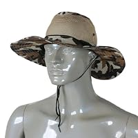 Como Men Wide Full Brim Brown Black Camouflage Mesh Design Fishing Hiking Hat Cap from Como