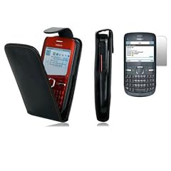 Leder Tasche f�r das Nokia C3-00 inkl Displayfolie in schwarz