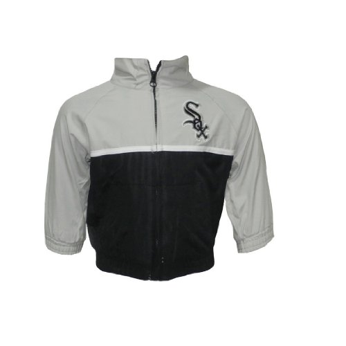 MLB Chicago White Sox Baby / Infant Athletic Zip-Up Coat / Jacket with Embroidered Logo - Grey & Black (Size: 12)