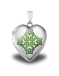 14K White Gold "Color Celtic Knot" Sweetheart Locket 3/4 inch x 3/4 inch in Solid 14K Yellow Gold