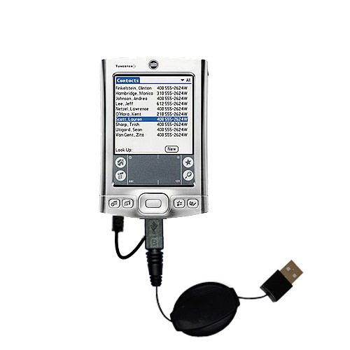 Retractable USB Cable for the Palm palm Tungsten E with Power Hot Sync and Charge capabilities - uses Gomadic TipExchange Technology