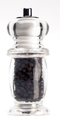 Bellied 2-in-1 Pepper Salt Shaker in Clear Acrylic Combi Mill, H140mm, Transparent