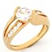 Cheap 14k Gold Sparkling CZ Unique Solitaire Engagement Ring On Sale