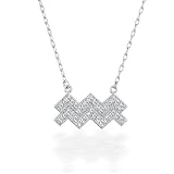 Bling Jewelry Sterling Silver CZ Aquarius Zodiac Necklace 16 Inches