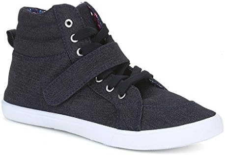Twisted Women's Lane Lace-Up Hi-Top Fashion Sneakers- DENIM, Size 7.5