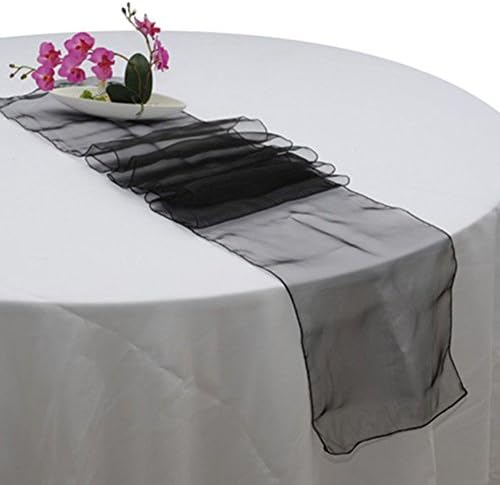 LingStar Premium Quality 30x275cm Sheer Organza Table Runner Wedding Party Home Decoration Black 10 pcs