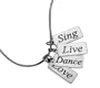 Sterling Silver Sing, Live, Dance, Love Inspirational Message Gift Necklace