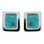 Sterling Silver Turquoise Inlay Square Clip-On Earrings