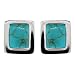 Sterling Silver Turquoise Inlay Square Clip-On Earrings