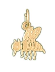 Dazzlers Solid 14k Gold Bee Charm Pendant Available in three colors from jewelsberry (weights: 0.6 grams only)