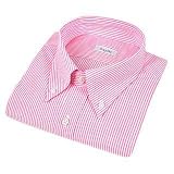 Bagutta Pink & White Striped Button Down Cotton Italian Dress Shirt