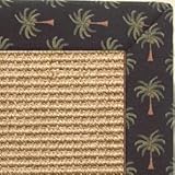 Khaki Sisal Rug with Tropical Black Tapestry Binding - 3x8