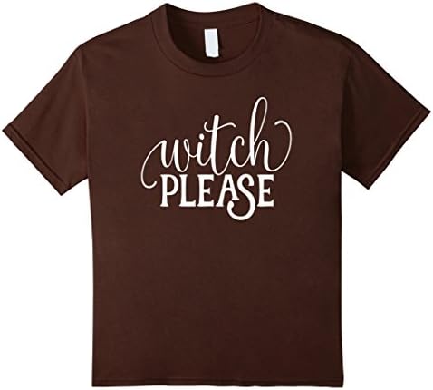 Kids Funny Halloween Shirt Witch Please Script Costume School 10 Brown