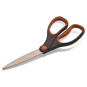 Officemate-8-Inch-Stainless-Steel-Soft-Grip-Scissors-Bent-Design-Gray-Orange-Handle-94155-