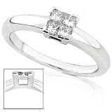 1/5ctw 14k White Gold Princess Diamond Engagement Ring (HI/I1)