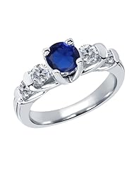 1.88 Ct Round Blue Created Sapphire G/H Diamond 14K White Gold Ring