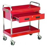 Large Steel Service Cart with Locking Drawer