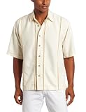 Cubavera Men's Short Sleeve Diagonal Twill With Inset Panels Shirt