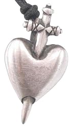 Knife Through Heart Pewter Pendant Necklace