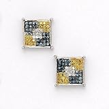 Solid 14K White Gold Micro Pave .20 Carat Border Genuine Diamond Earrings