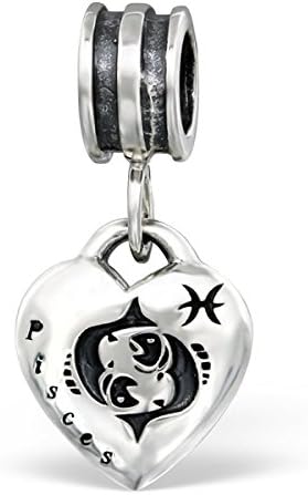 Plain Silver Hanging Star Sign Pisces Bead Fits Pandora
