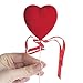 Group of 12 Festive Red Flocked Heart Picks with Matching Organza Ribbon Accents for Valentines, Birthdays and Special Occasions