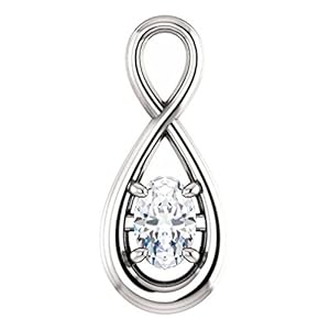 10K White Gold Oval Cut Diamond Pendant - 0.5 Ct.
