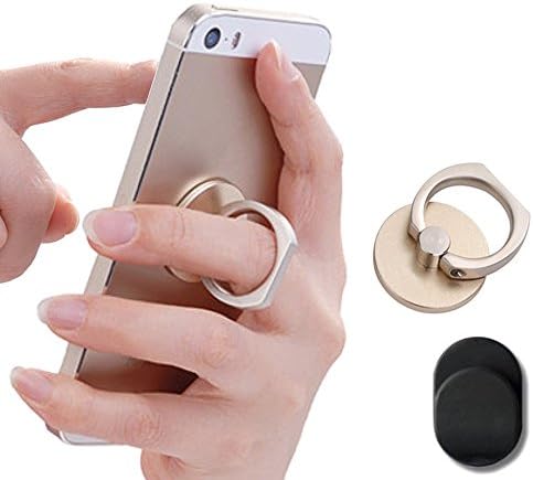 Phone Ring Grip 360 - 100% Metal - Premium iPhone Ring Holder &amp; Phone Stand for All Smartphones &amp; Tablets - Now Includes Hook Mount (Gold)