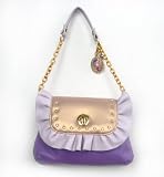 Tarina Tarantino PEARL AND CRYSTAL BARBIE Soft Italian Leather Handbag Purple *