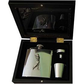 Golfer 6oz Stainless Steel Hip Flask - Gift Set