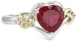 XPY Sterling Silver and 14k Yellow Gold Diamond and Heart-Shaped Created Ruby Ring (0.03 cttw, I-J Color, I3 Clarity)