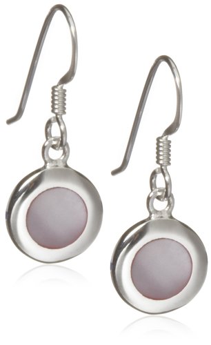 Silver 10mm Mother of Pearl Disc Drop Earrings