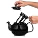 Saki Large Porcelain Teapot with Removable Stainless Steel Infuser, 48 ounce tea pot (Black)