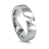 Diagonal Titanium Ring with Tension Set Diamond
